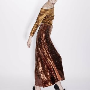 SEQUINNED MIDI SKIRT ZARA SIZE  S